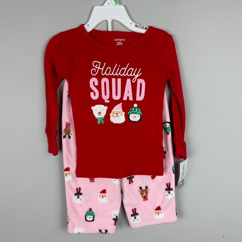 NWT Carter's Festive Red and Pink Pajama Set size 18m